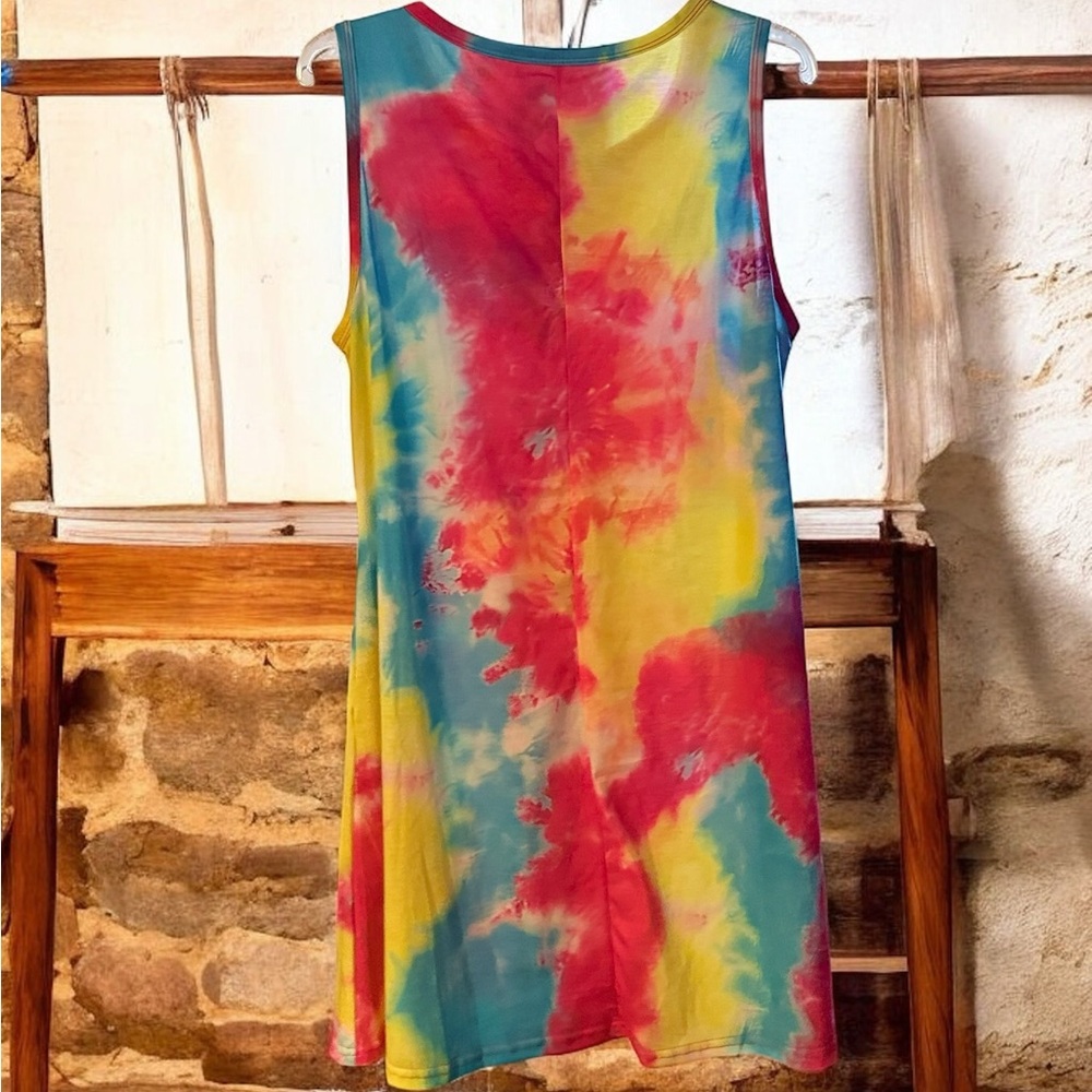 Colorful Tie-Dye Sleeveless Dress
